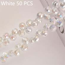QYDCX Mărgele de sticlă cristalină 8x10mm 20/50 buc, mărgele de cristal fațetate pentru confecționarea bijuteriilor, mărgele de sticlă strălucitoare în formă de lacrimă pentru colier, brățară, cercei, artizanat DIY