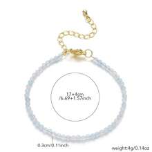 1pc Women's Dainty 3mm Natural Stone Aquamarine Sunstone Adjustable Bracelet, Minimalist Design For Daily Wear, Friendship Gift
