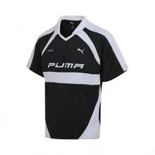 Puma Behind The Green Men/Women's Polo Shirt, Woven Fabric, Short Sleeve T-Shirt Item No. 63124201 - Black and White - View 1