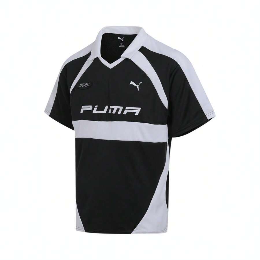 Puma Behind The Green Men/Women's Polo Shirt, Woven Fabric, Short Sleeve T-Shirt Item No. 63124201 - Black and White - View 1