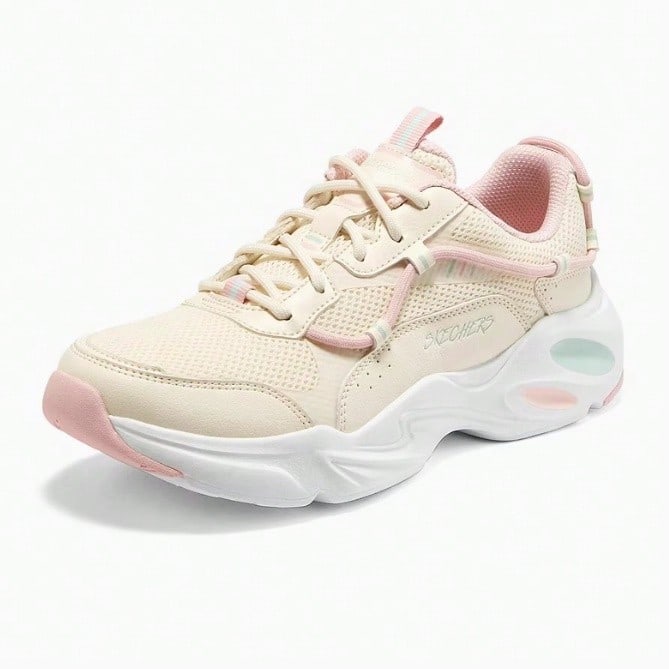 Skechers Zapatillas de correr ligeras, zapatos deportivos casuales y transpirables - Beis - Ver 1
