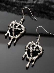 2 件哥特朋克摇滚液体红黑色心形吊坠耳环，适合女士时尚创意美学垃圾摇滚 Y2K 珠宝 EMO 配饰情人节礼物