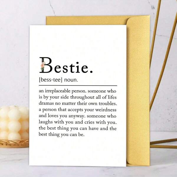Girlfriend Definition Card, Girlfriend Greeting Card, Funny Best Friend Birthday Card, Girlfriend Sister Friendship Card Female Lady Girl New Year Holiday Gift, Valentine's Day Gift,School Supplies,Back To School