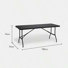 Folding Garden Dining Table 6ft Folding Table For Garden Rattan Effect Dining Table Weatherproof Foldable For Patio Decking Balcony Conservatory Graphite Grey - GraphiteGrey - View 4