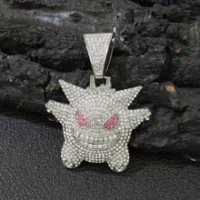 pokemon 1 pieza Collar con colgante de Squirtle de en 3D con incrustaciones de strass, de estilo hip-hop personalizado, brillante, adecuado para uso diario, fiestas y como regalo.