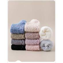 Kit 2 Thermal Slipper Socks Plush Thick Comfortable 34-40 Non-Slip Women's - 彩色 - 查看 6