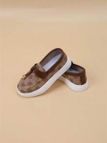 Kids' New Breathable Floral Print Simple Slip-On Casual Sneakers - Khaki - View 6