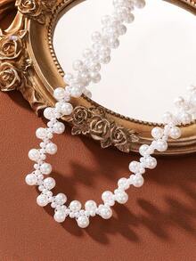 1 件简约优雅多层手工仿珍珠锁骨项链，时尚奢华高端简约女士配饰