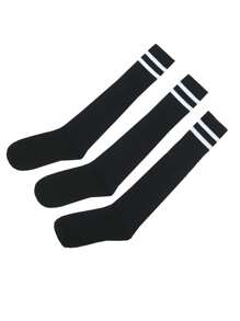 3 pares de calcetines de fútbol deportivos para niños, calcetines de fútbol de rayas de unicolor por encima de la rodilla para niños, calcetines altos adecuados para actividades al aire libre para niños y niñas de 3 a 9 años