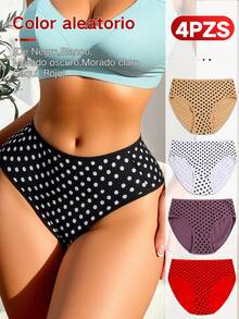 Set de 4/12 Bragas de Algodón para Mujer con Diseño de Polka Dots, Cómodas y Suaves de Alta Calidad - Perfectas para Uso Diario - color mezclado - Ver 2