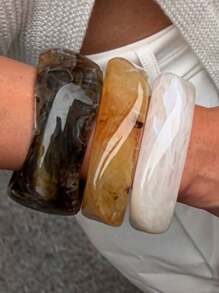 1pc Vintage Resin Bracelet, Personalized Fashion Exaggerated Bracelet For Women, Versatile & Elegant