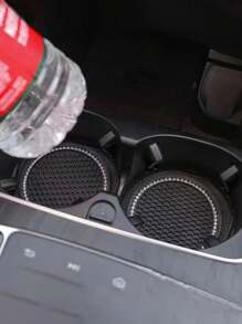 1pc/2pcs/4pcs-Universal Vehicle Bling Car Coaster, Crystal Rhinestone Coaster For Cup Holders, Car Interior Accessories 2.75'' Silicone Anti  Car Coasters For Women (Black)