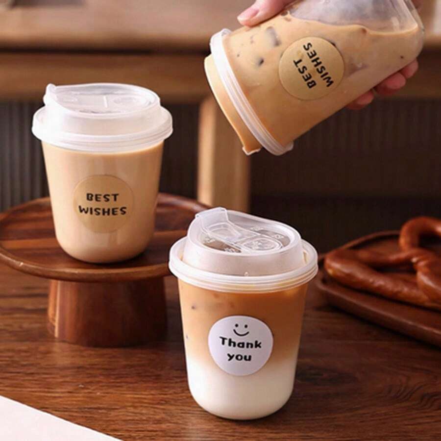 20 Count Disposable Thickened PET Coffee Cups, Heat-Resistant, Leak-Proof, Flip-To-Drink Design, The Preferred Choice For Coffee Enthusiasts - 24366804 - 查看 1