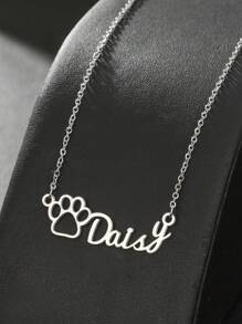 1 Stück individuell gestaltbare Edelstahl Namens-Text Haustier Hunde Pfötchen Kette, geeignet als Geschenk und für den täglichen Gebrauch