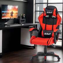 AJWF Sedia da gioco AJWF, sedia da ufficio per computer, sedia da gioco video ergonomica, schienale e altezza seduta regolabili, sedia girevole con poggiatesta e cuscino lombare, sedia da e-sport (Rossa)(Rosa)(Nera)