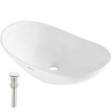 Modern Ceramic Bathroom Vessel Sink 23. 3 Inch X 14. 2 Inch Countertop Vanity Bowl For Stylish Home Decor - White - View 2