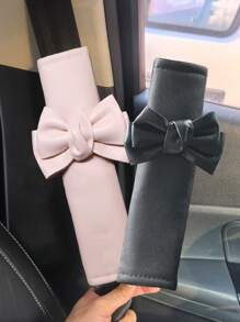 2pcs Seat Belt Shoulder Cover Premium Cute Female Decorative Bow Seat Belt Anti Buckle Shoulder Cover Car Seat Belt Cover Leather Seat Belt Cover
