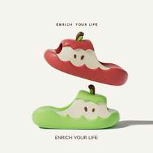 1 Pair Apple Design Slippers For Adults, Cute Indoor/Outdoor Anti-Slip Cartoon Slides, Summer 2025 New Arrival Back To School