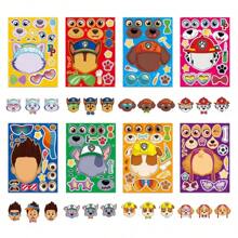 Paw Patrol 8 Fogli Adesivi Puzzle di PAW Patrol, Anime, Fai-da-te, Adesivi per creare facce divertenti, Decorazioni da assemblare per feste, Regali