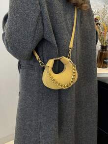 Niche Design Mini Pea-Shaped Bag, New Fashion Women's Small Crossbody Bag, Portable Makeup Lipstick Earphone Pouch - Yellow - View 5