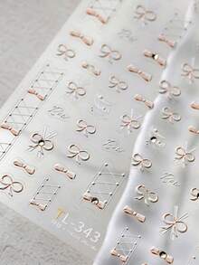 1 件日式可爱蝴蝶结精致钻石蝴蝶结 5D 自粘指甲装饰贴纸丝带可爱贴纸 DIY