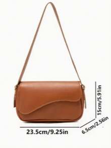 Women's Elegant Shoulder Baguette Bag With Adjustable Strap - Camel - View 3