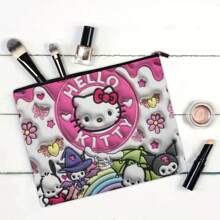 Sanrio 1pc For Hello Kitty Large Cosmetic Bag - Vibrant Pink With Playful Design, Polyester, Perfect For Skincare, Makeup & Travel Essentials - Ideal Christmas, Valentine's Day & Birthday Gift, Makeup Storage | Playful Pattern Bag | Bag, Cosmetic Travel Bagvacation Summer Holiday Back To School School Stuff Bag For School Travel Bag For Women Makeup Bag For Travel