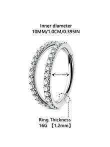 1pc High-End 316L Stainless Steel Seamless Closed Double Membrane Hoop, Embedded Zirconia, 16G Nose Ring, Lip Ring, Ear Cartilage Stud, Earring, Nose Septum Clicker, Unisex Piercing Jewelry, Birthday Gift, Party, Dance, Date, Skateboarding, Running, Cycling And Other Extreme Sports, 8mm/10mm/12mm Size Suitable For Daily Wear - Two-layer Closed Loop - View 27