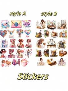 16 pezzi Forniture per artista di pittura ad acquerello/Adesivi carini per ragazze per fai da te, scrapbooking, album, planner, diario, cartoleria vintage adatta per collage, diario, quaderno, computer, forniture scolastiche fai da te, ritorno a scuola