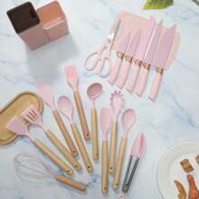 Silicone Kitchen Utensil Set - 19pcs Cooking Utensils Set With Turner Spatula Spoon Ladle Tongs Knives For Non-Stick Cookware, Heat Resistant Kitchen Utensil Set With Knives