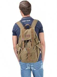 Gootium Canvas Backpack - Vintage Outdoor Backpack Travel Daypack - Small Khaki - View 7