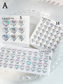 3pcs/Set Rhinestone Stickers, Cartoon 3D Heart Stickers, Crystal Gem Stickers, Decorative Stickers. Suitable For DIY, Scrapbooking, Various Sizes For Decorating Different Items., School Supplies,Back To School
