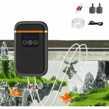 Battery Aquarium Air Pump, USB Rechargeable Aquarium Bubbler Aerator For 15-120 Gallon, 3.5W Lithium Battery Operated Aquarium Air Pump With 2 Outlets For Fish Tank, Hydroponic, Outdoor Fishing - 1 - View 1