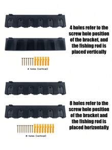 2pcs Wall Mount Fishing Rod Organizer - Heavy-Duty Steel Rack With Adjustable Vertical & Horizontal Slots, Anti-Rust Powder Coating - For Garage Tool Walls, Man Cave Storage, Boat Deck Organizing, Tackle Room Systems - Space-Saving Rod Holder - Angler's Gear Mount - Clutter-Free Pole Rack - Wall-Mounted Fishing Accessory - Garage Storage Solution