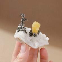 1pc Natural Crystal Stone Agate Cave Paired With Alloy Miner Figurine Collection Gifts