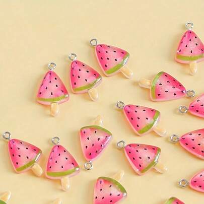 5/10pcs Adorable Summer Miniature Watermelon Resin Charms, Suitable For Making DIY Earrings, Necklaces, Keychains, Bag Pendants, And Various Holiday Gifts