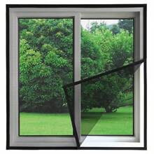 1 pieza Pantalla de malla a prueba de insectos de verano, pantalla de ventana transparente autoadhesiva de bucle y gancho transpirable, pantalla de puerta y ventana invisible de alta densidad, cortina antimosquitos y antpolvo, se ajusta a diversas puertas y ventanas, sin necesidad de perforación, extraíble y lavable, para todas las estaciones
