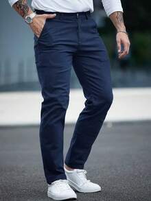Men's Plain Premium Twill Pants High Durability Navy Blue - Màu xanh hải quân - Xem 1