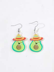 1 Pair Mexican Fiesta Chili Pepper, Tequila Bottle, Skull, Avocado Print Acrylic Day Of The Dead Earrings For Women