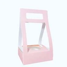1 pieza Caja de regalo con plantas verdes y flores de color beige, Caja de regalo con planta en maceta blanca, Bolsa plegable de color rosa, Arreglo floral de rosa y clavel como empaque de regalo