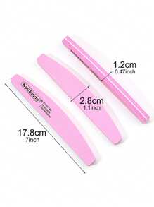 10 pezzi Lima per unghie in spugna a forma di mezzaluna, grana 100/180, alta elasticità per la manicure, rosa