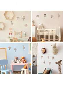 3/5pcs Cartoon Animal Wooden Decorative Wall Hook Set, DIY Home Storage & Organization Hooks For Bedroom, Bathroom, Dorm, Random Color