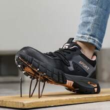 女士安全鞋，徒步系列，防挤压，防刺穿，10KV绝缘，复合鞋头，黑色和粉色，时尚，美观，透气，功能性工作鞋（鞋码为中国尺码，请注意国际换算！鞋子偏大，请选择小一码）（迷彩鞋底颜色为正常现象） - 西瓜粉 - 查看 5