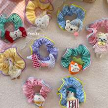 1/5pcs Plaid Hair Scrunchies Hair Ties For Girls Valentine's Day Valentines Ponytail Holders ,Head Piece