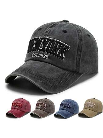 1 件字母休闲波西米亚派对可爱街头风格涤纶刺绣金属装饰户外防晒棒球帽，适合所有季节