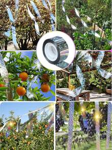 1 Roll Reflective Bird Repellent Tape, Colorful Reflective Bird Deterrent Tape, Effective Reflective Material For Driving Away Birds, Suitable For Outdoor Trees, Orchards, Gardens, Yards, Balconies And Other Locations - Multicolor - View 4