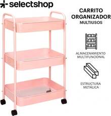Carrito Organizador Multiusos De Tres Repisas con Ruedas Giratorias con Sistema De Bloqueo Recistente para Cocina Baño Carrito De Servicio - Negro - Ver 12