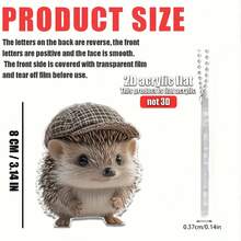1pc Cute Hedgehog In Hat Acrylic Car Hanging Ornament - 2D Flat Design, Fun Decoration For Rearview Mirror, Home, Backpack, Keychain - Ideal Gift For Animal Lovers, Animal Accessory|Playful Design|Detailed Craftsmanship - one-size - View 3