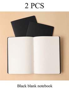 10/5/3/2pcs (1pc For One Size) A5 Solid Black Card & Brown Kraft Blank Notebook, 34 Sheets (68 Pages) Memo Pad, Blank Notebook For Back To School, Halloween, Christmas, New Year Gifts - Black - View 12