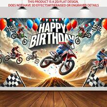 1pc 2D Off-Road Vehicle Themed Motorcycle Racing Birthday Party Decoration Background Cloth, Photography Studio Prop